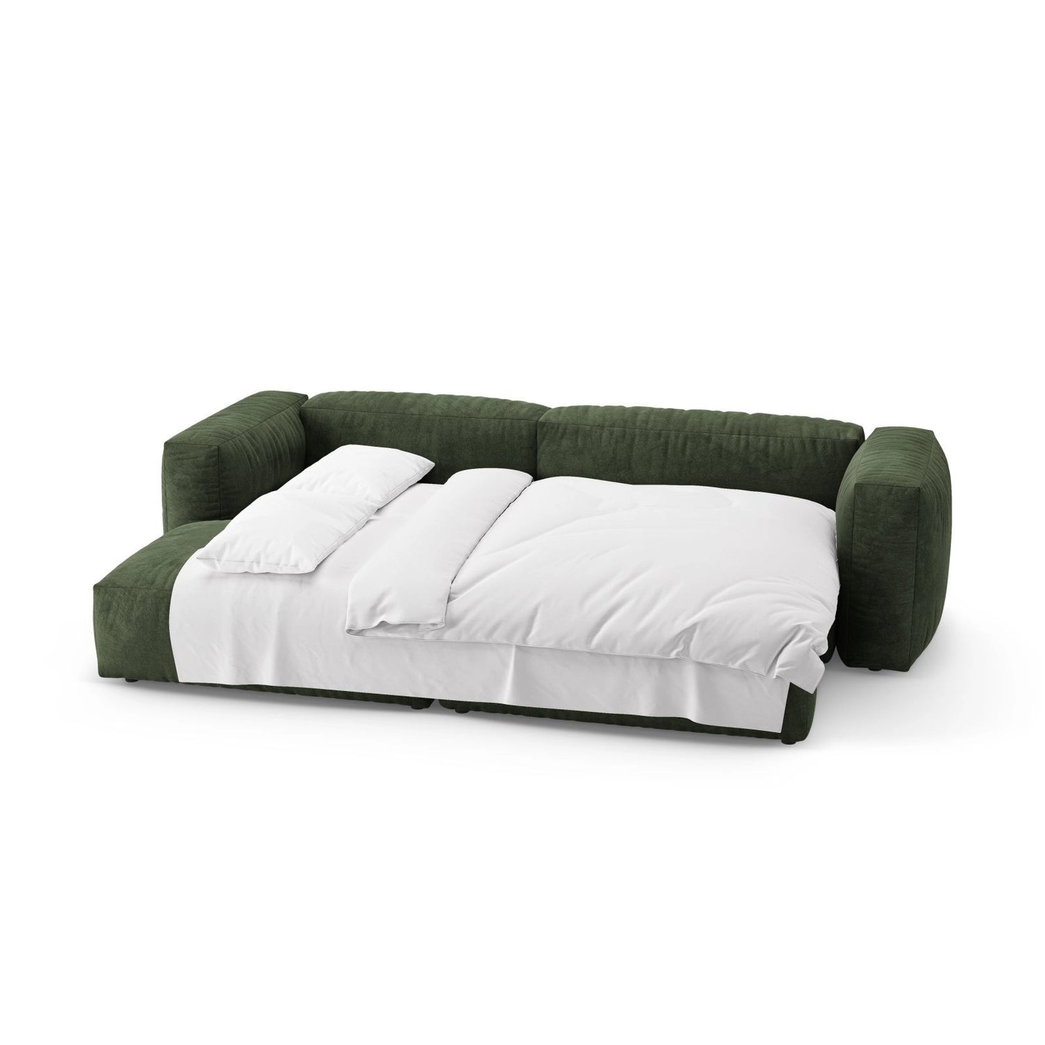 Martina 4-Sitzer Ecksofa mit Schlaffunktion, Linke Seite, aus Samt in Grün (Vogue 11), 280x170 cm von Micadoni – Bild 8