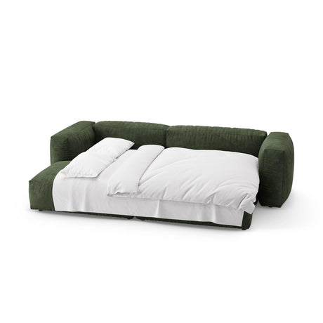 Martina 4-Sitzer Ecksofa mit Schlaffunktion, Linke Seite, aus Samt in Grün (Vogue 11), 280x170 cm von Micadoni – Bild 8