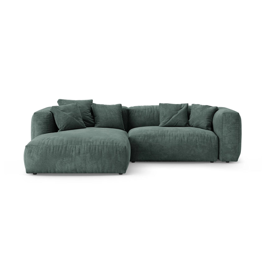 Martina 4-Sitzer Ecksofa mit Schlaffunktion, Linke Seite, aus Samt in Petrol (Vogue 12), 280x170 cm von Micadoni – Bild 1