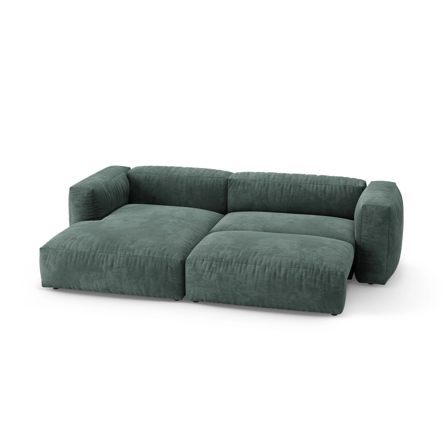 Martina 4-Sitzer Ecksofa mit Schlaffunktion, Linke Seite, aus Samt in Petrol (Vogue 12), 280x170 cm von Micadoni – Bild 7
