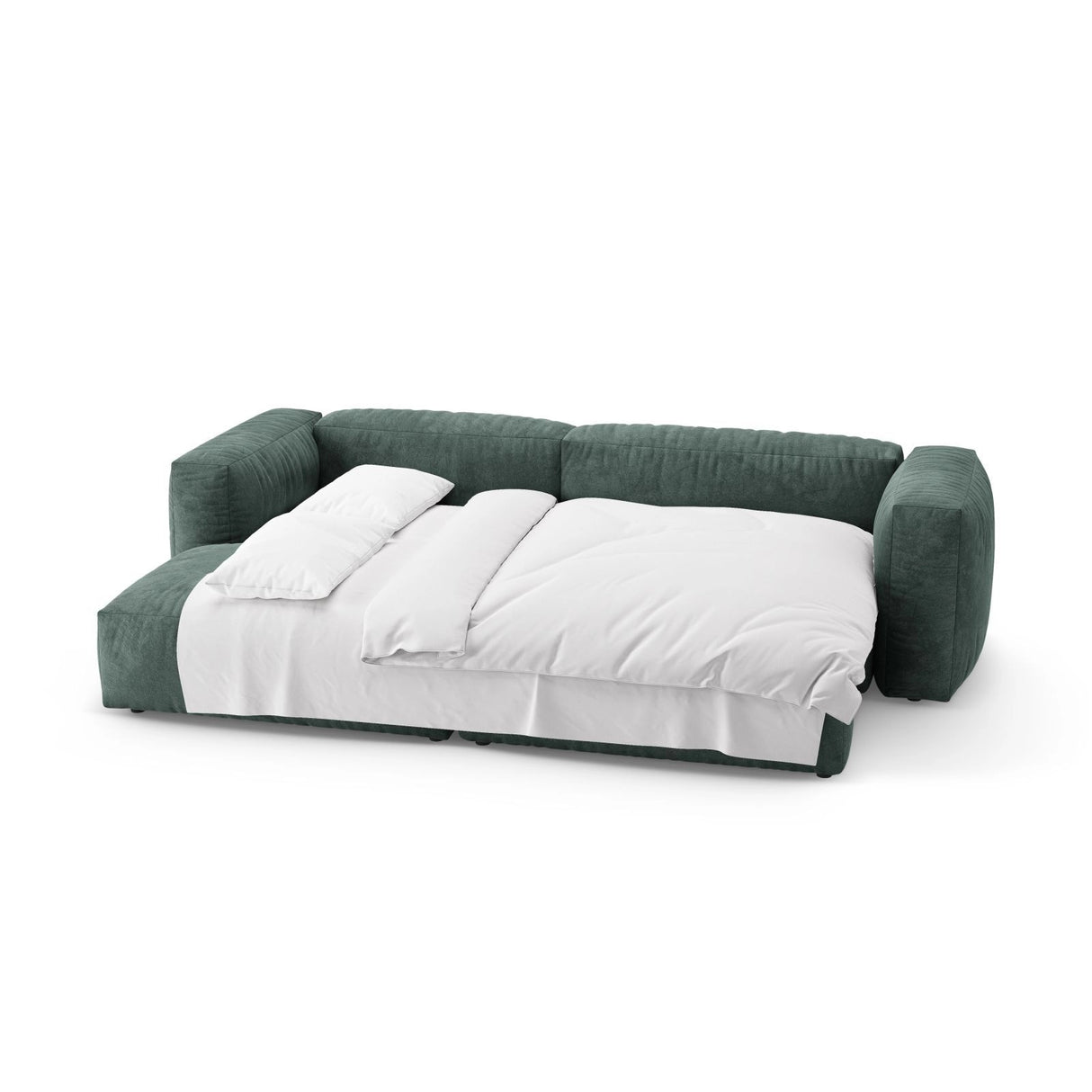 Martina 4-Sitzer Ecksofa mit Schlaffunktion, Linke Seite, aus Samt in Petrol (Vogue 12), 280x170 cm von Micadoni – Bild 8
