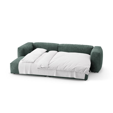 Martina 4-Sitzer Ecksofa mit Schlaffunktion, Linke Seite, aus Samt in Petrol (Vogue 12), 280x170 cm von Micadoni – Bild 8