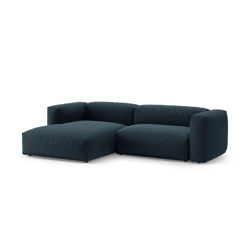Martina 4-Sitzer Ecksofa mit Schlaffunktion, Linke Seite, aus Strukturierter Stoff in Blau Jeans (Boston Ocean), 280x170 cm von Micadoni – Bild 5