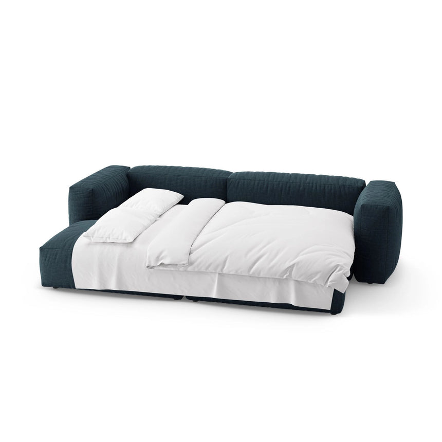 Martina 4-Sitzer Ecksofa mit Schlaffunktion, Linke Seite, aus Strukturierter Stoff in Blau Jeans (Boston Ocean), 280x170 cm von Micadoni – Bild 7