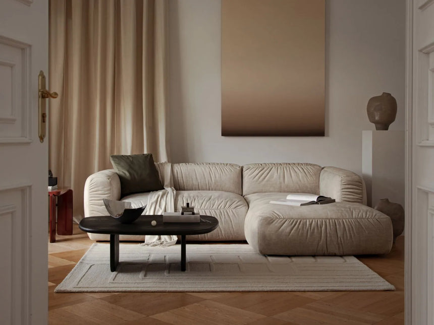 Martina 4-Sitzer Ecksofa mit Schlaffunktion, Linke Seite, aus Strukturierter Stoff in Dunkelbeige (Boston Trufa), 280x170 cm von Micadoni – Bild 3