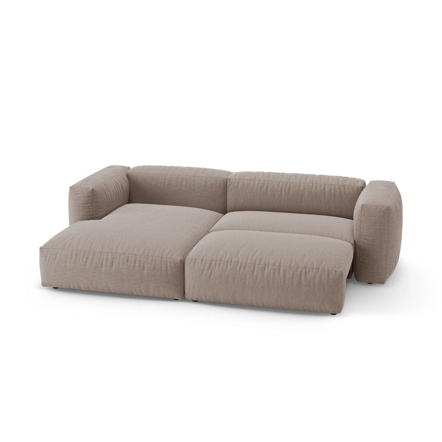 Martina 4-Sitzer Ecksofa mit Schlaffunktion, Linke Seite, aus Strukturierter Stoff in Dunkelbeige (Boston Trufa), 280x170 cm von Micadoni – Bild 6