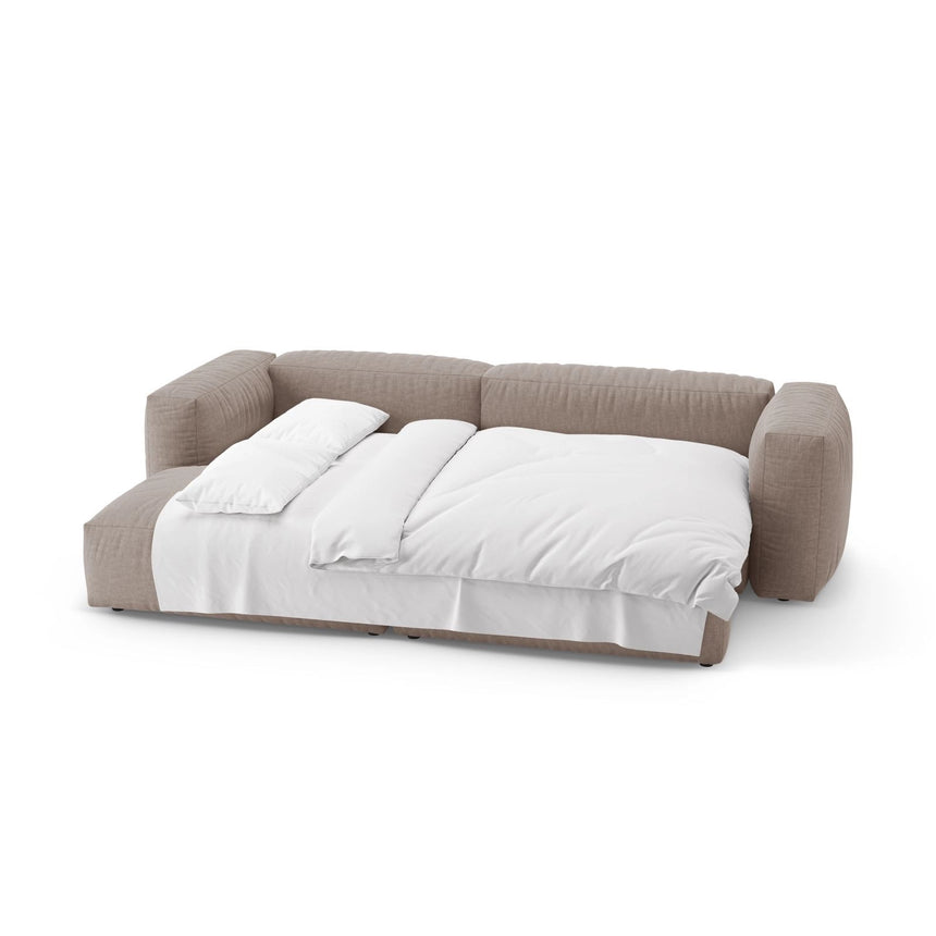 Martina 4-Sitzer Ecksofa mit Schlaffunktion, Linke Seite, aus Strukturierter Stoff in Dunkelbeige (Boston Trufa), 280x170 cm von Micadoni – Bild 7