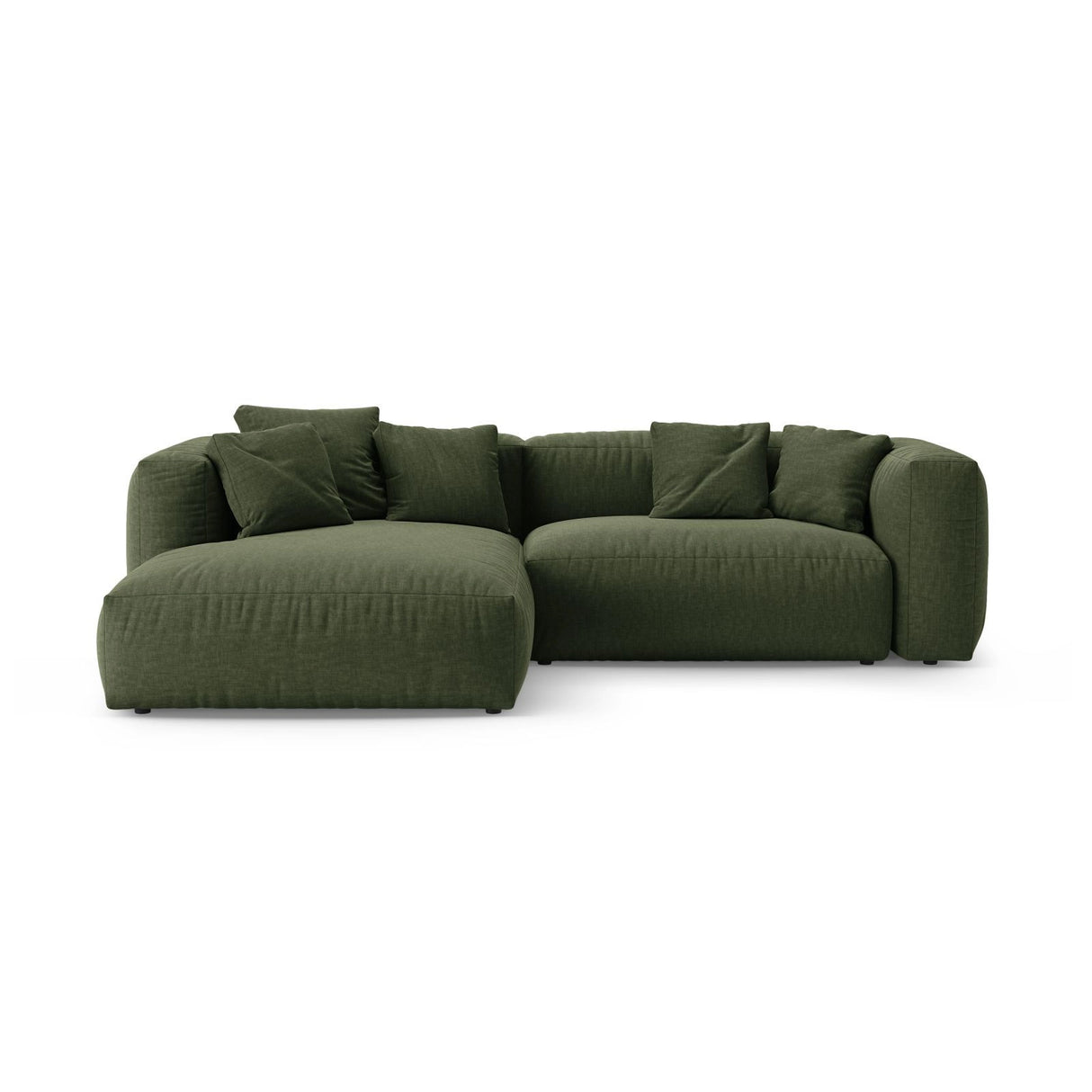 Martina 4-Sitzer Ecksofa mit Schlaffunktion, Linke Seite, aus Strukturierter Stoff in Grün (Boston Forest), 280x170 cm von Micadoni – Bild 1