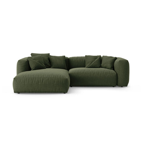 Martina 4-Sitzer Ecksofa mit Schlaffunktion, Linke Seite, aus Strukturierter Stoff in Grün (Boston Forest), 280x170 cm von Micadoni – Bild 1