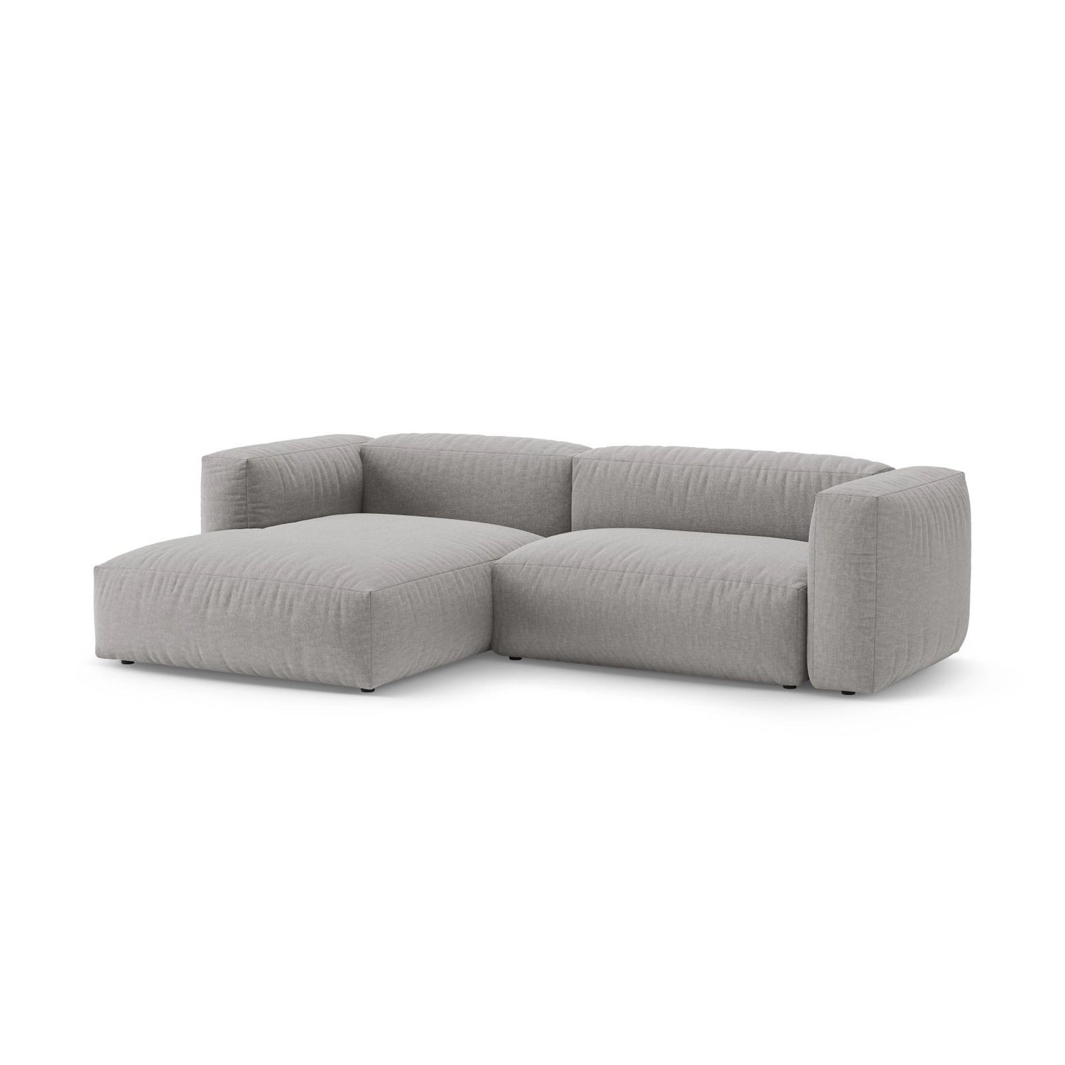 Martina 4-Sitzer Ecksofa mit Schlaffunktion, Linke Seite, aus Strukturierter Stoff in Hellgrau (Boston Light Grey), 280x170 cm von Micadoni – Bild 5