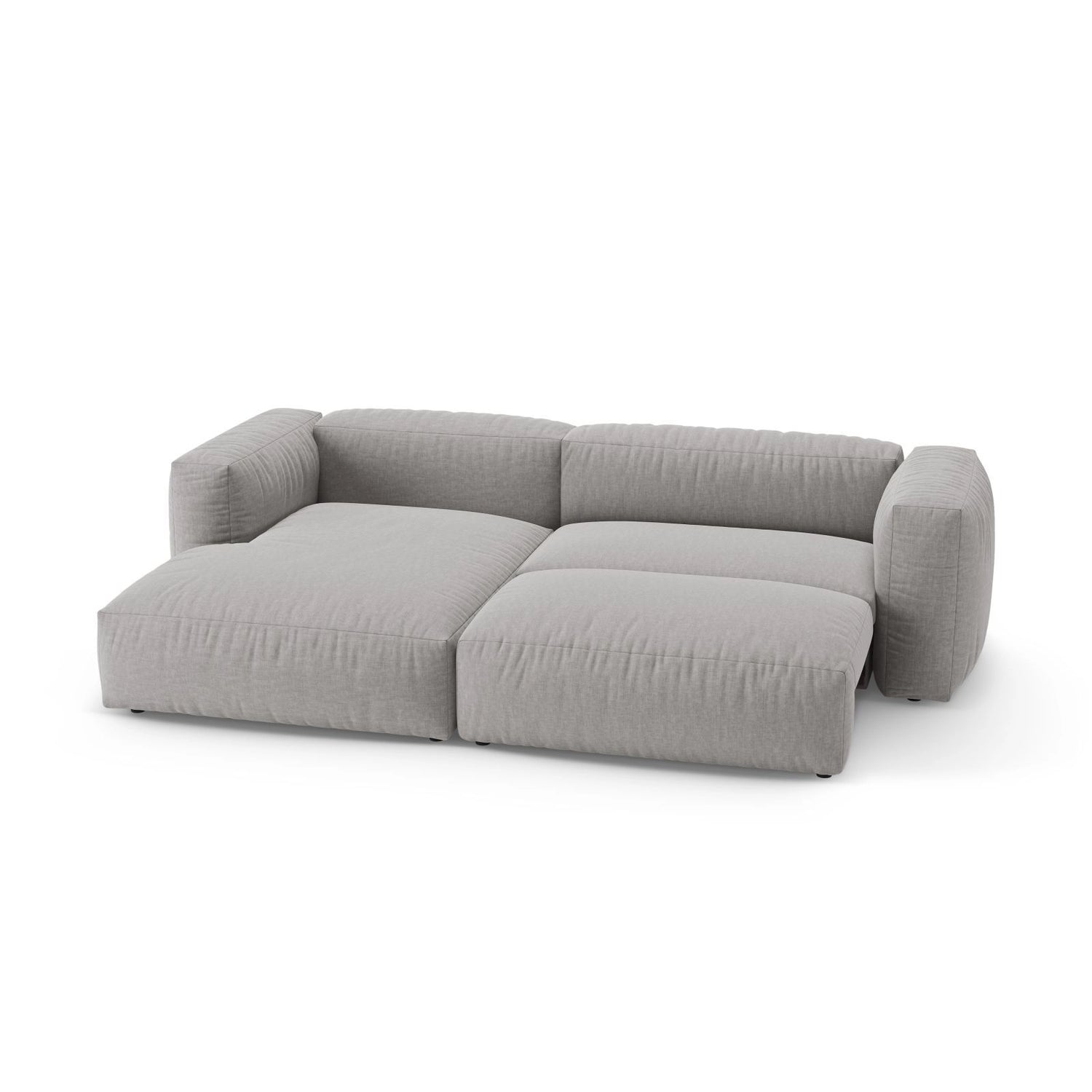 Martina 4-Sitzer Ecksofa mit Schlaffunktion, Linke Seite, aus Strukturierter Stoff in Hellgrau (Boston Light Grey), 280x170 cm von Micadoni – Bild 6