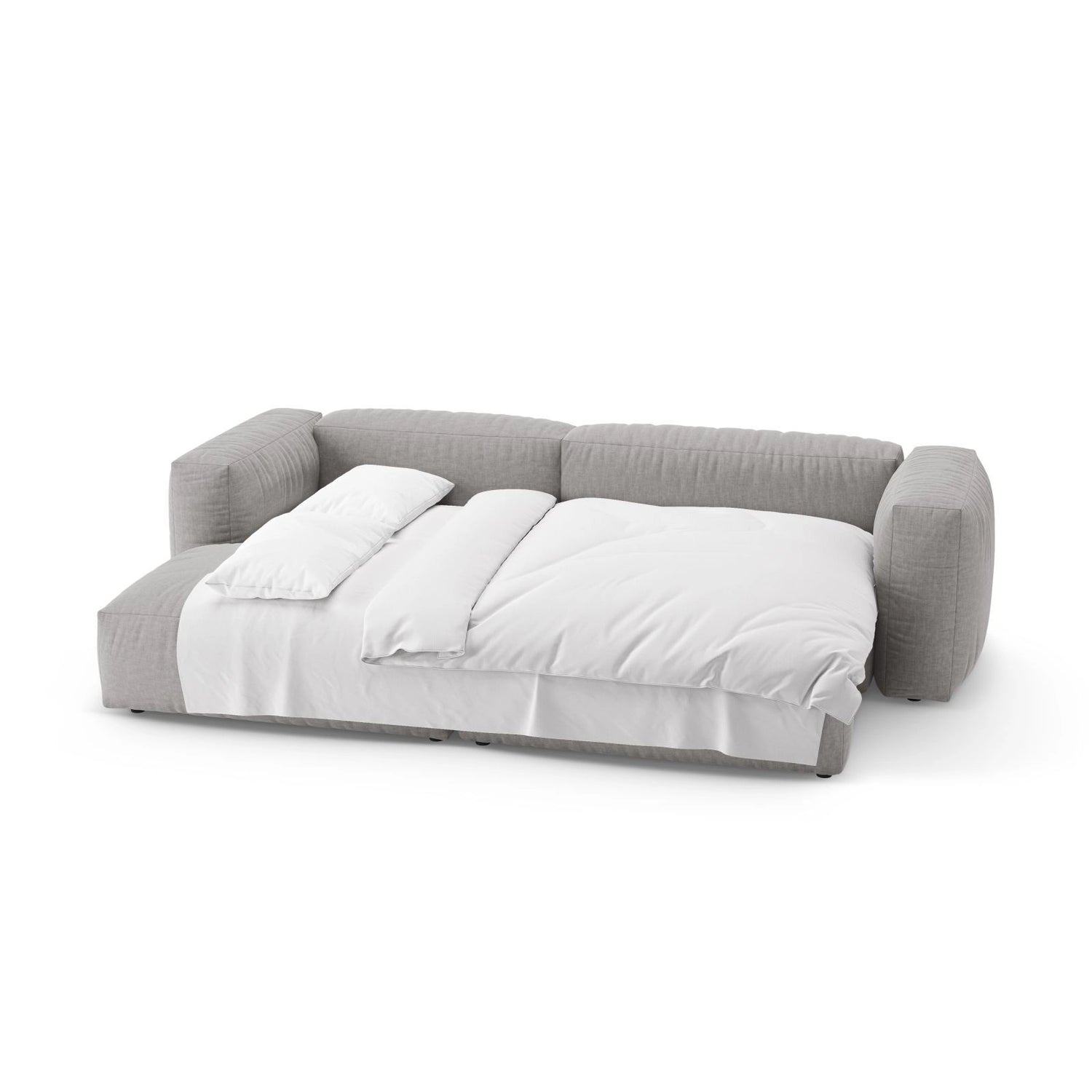 Martina 4-Sitzer Ecksofa mit Schlaffunktion, Linke Seite, aus Strukturierter Stoff in Hellgrau (Boston Light Grey), 280x170 cm von Micadoni – Bild 7