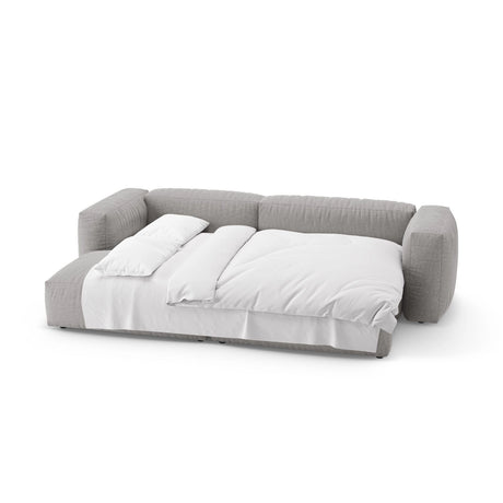 Martina 4-Sitzer Ecksofa mit Schlaffunktion, Linke Seite, aus Strukturierter Stoff in Hellgrau (Boston Light Grey), 280x170 cm von Micadoni – Bild 7