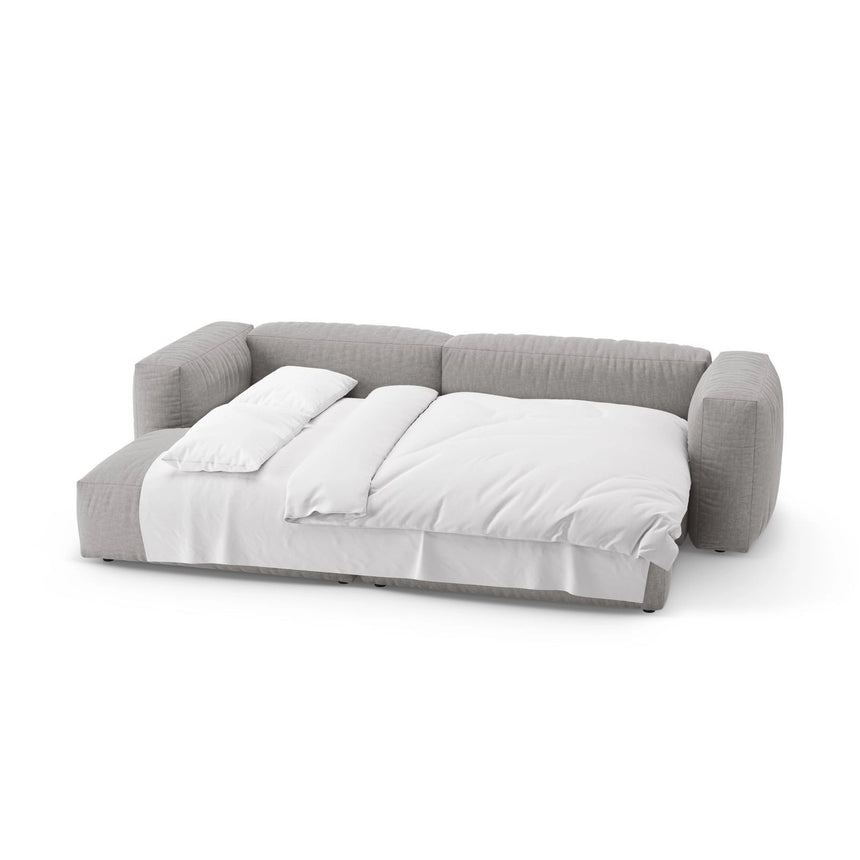Martina 4-Sitzer Ecksofa mit Schlaffunktion, Linke Seite, aus Strukturierter Stoff in Hellgrau (Boston Light Grey), 280x170 cm von Micadoni – Bild 7