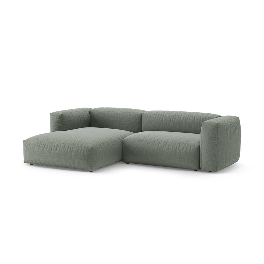 Martina 4-Sitzer Ecksofa mit Schlaffunktion, Linke Seite, aus Strukturierter Stoff in Moosgrün (Boston Water Green), 280x170 cm von Micadoni – Bild 5