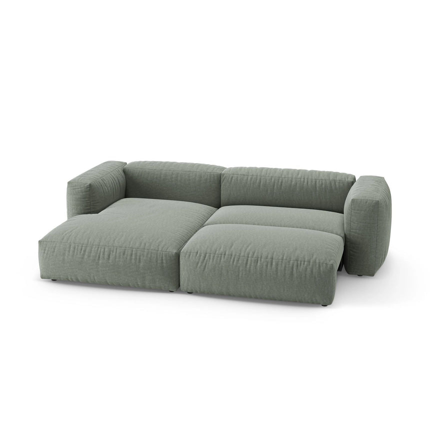 Martina 4-Sitzer Ecksofa mit Schlaffunktion, Linke Seite, aus Strukturierter Stoff in Moosgrün (Boston Water Green), 280x170 cm von Micadoni – Bild 6