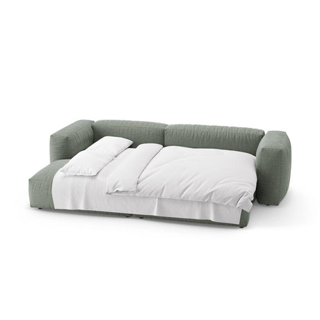 Martina 4-Sitzer Ecksofa mit Schlaffunktion, Linke Seite, aus Strukturierter Stoff in Moosgrün (Boston Water Green), 280x170 cm von Micadoni – Bild 7