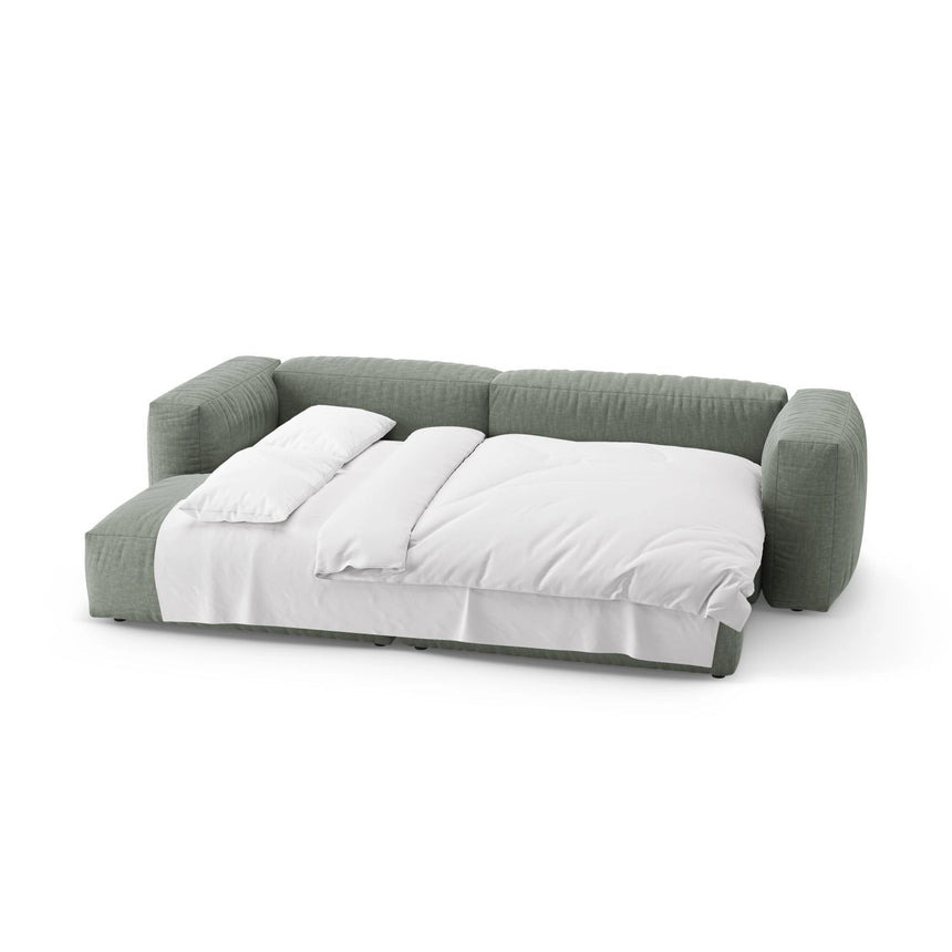 Martina 4-Sitzer Ecksofa mit Schlaffunktion, Linke Seite, aus Strukturierter Stoff in Moosgrün (Boston Water Green), 280x170 cm von Micadoni – Bild 7