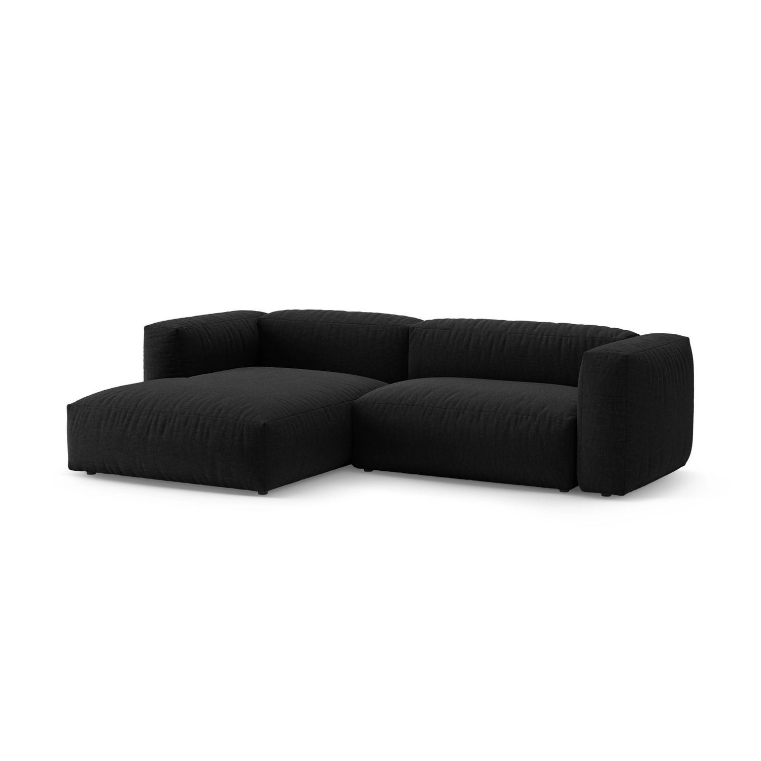 Martina 4-Sitzer Ecksofa mit Schlaffunktion, Linke Seite, aus Strukturierter Stoff in Schwarz (Boston Black), 280x170 cm von Micadoni – Bild 5