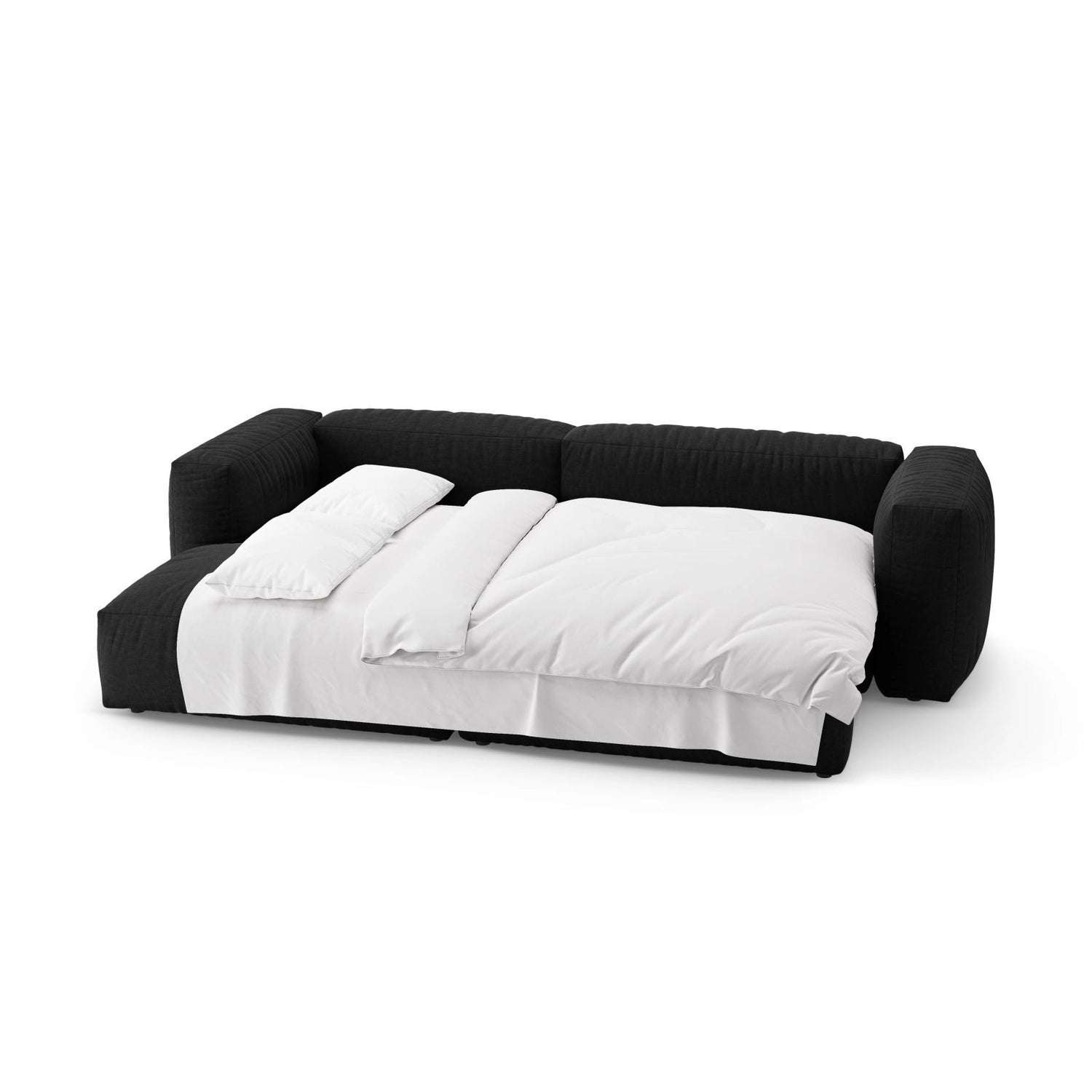 Martina 4-Sitzer Ecksofa mit Schlaffunktion, Linke Seite, aus Strukturierter Stoff in Schwarz (Boston Black), 280x170 cm von Micadoni – Bild 7