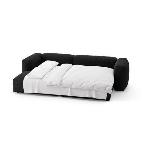 Martina 4-Sitzer Ecksofa mit Schlaffunktion, Linke Seite, aus Strukturierter Stoff in Schwarz (Boston Black), 280x170 cm von Micadoni – Bild 7