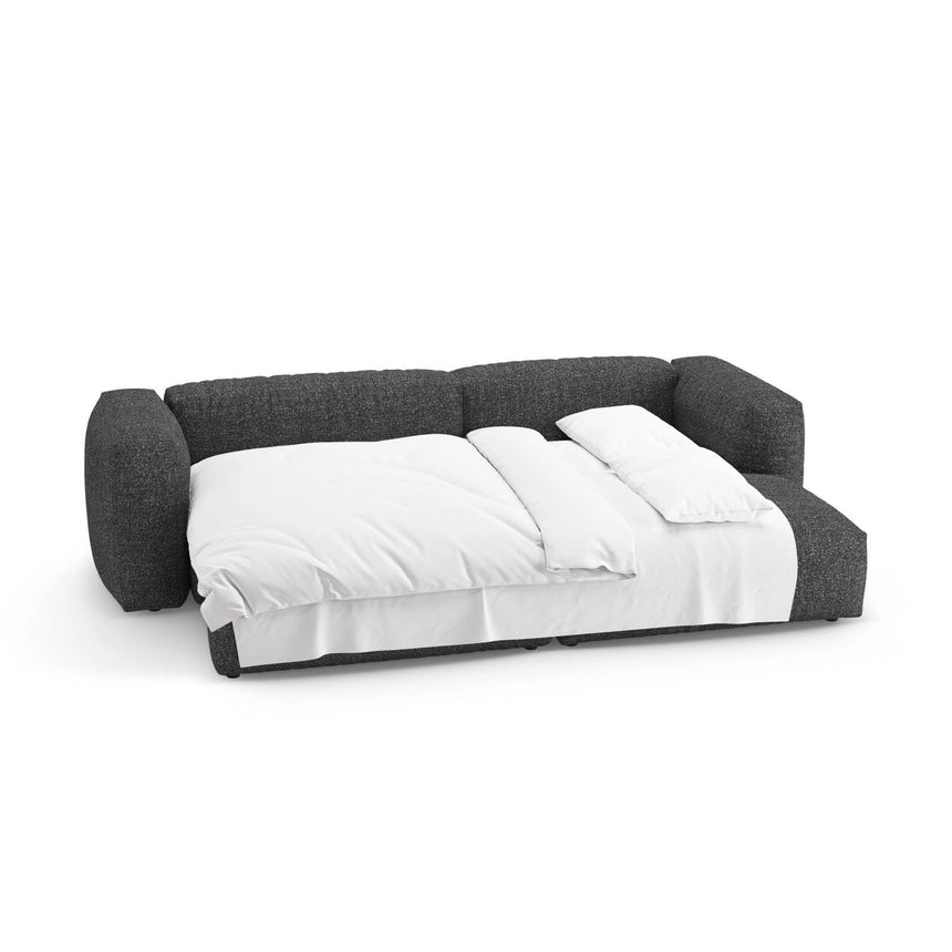 Martina 4-Sitzer Ecksofa mit Schlaffunktion, Rechte Seite, aus Boucle in Anthrazit (Monet Anthracite), 280x170 cm von Micadoni – Bild 8