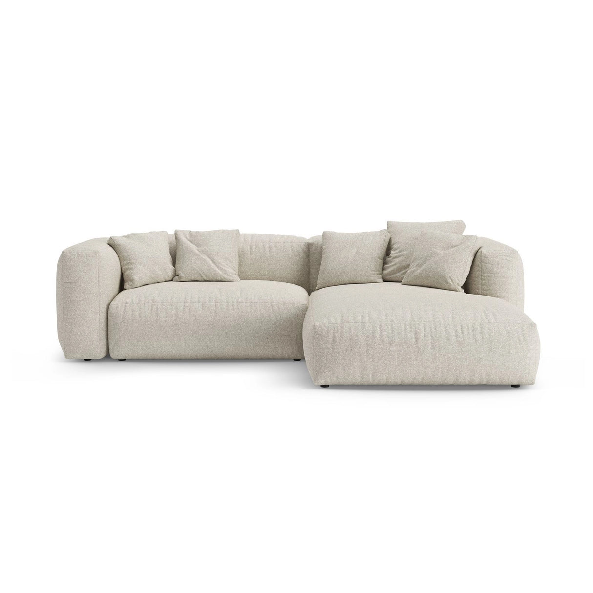 Martina 4-Sitzer Ecksofa mit Schlaffunktion, Rechte Seite, aus Boucle in Beige (Monet Sand), 280x170 cm von Micadoni – Bild 1