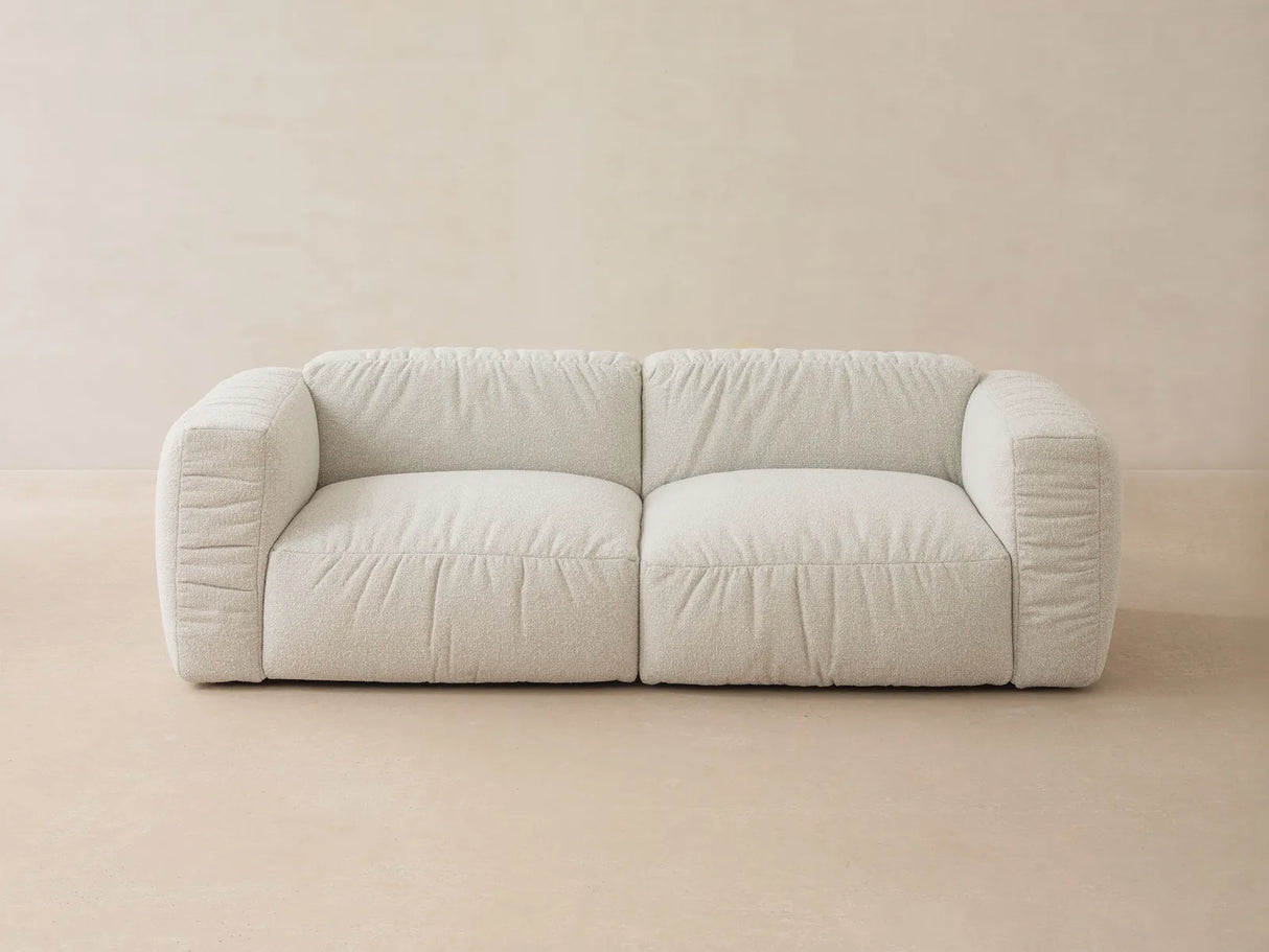 Martina 4-Sitzer Ecksofa mit Schlaffunktion, Rechte Seite, aus Boucle in Beige (Monet Sand), 280x170 cm von Micadoni – Bild 5