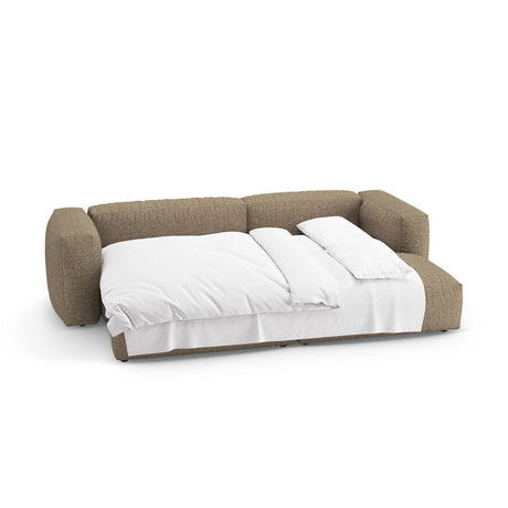 Martina 4-Sitzer Ecksofa mit Schlaffunktion, Rechte Seite, aus Boucle in Cappuccino (Monet Cappucino), 280x170 cm von Micadoni – Bild 8