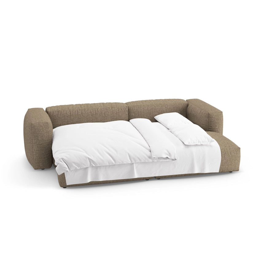 Martina 4-Sitzer Ecksofa mit Schlaffunktion, Rechte Seite, aus Boucle in Cappuccino (Monet Cappucino), 280x170 cm von Micadoni – Bild 8