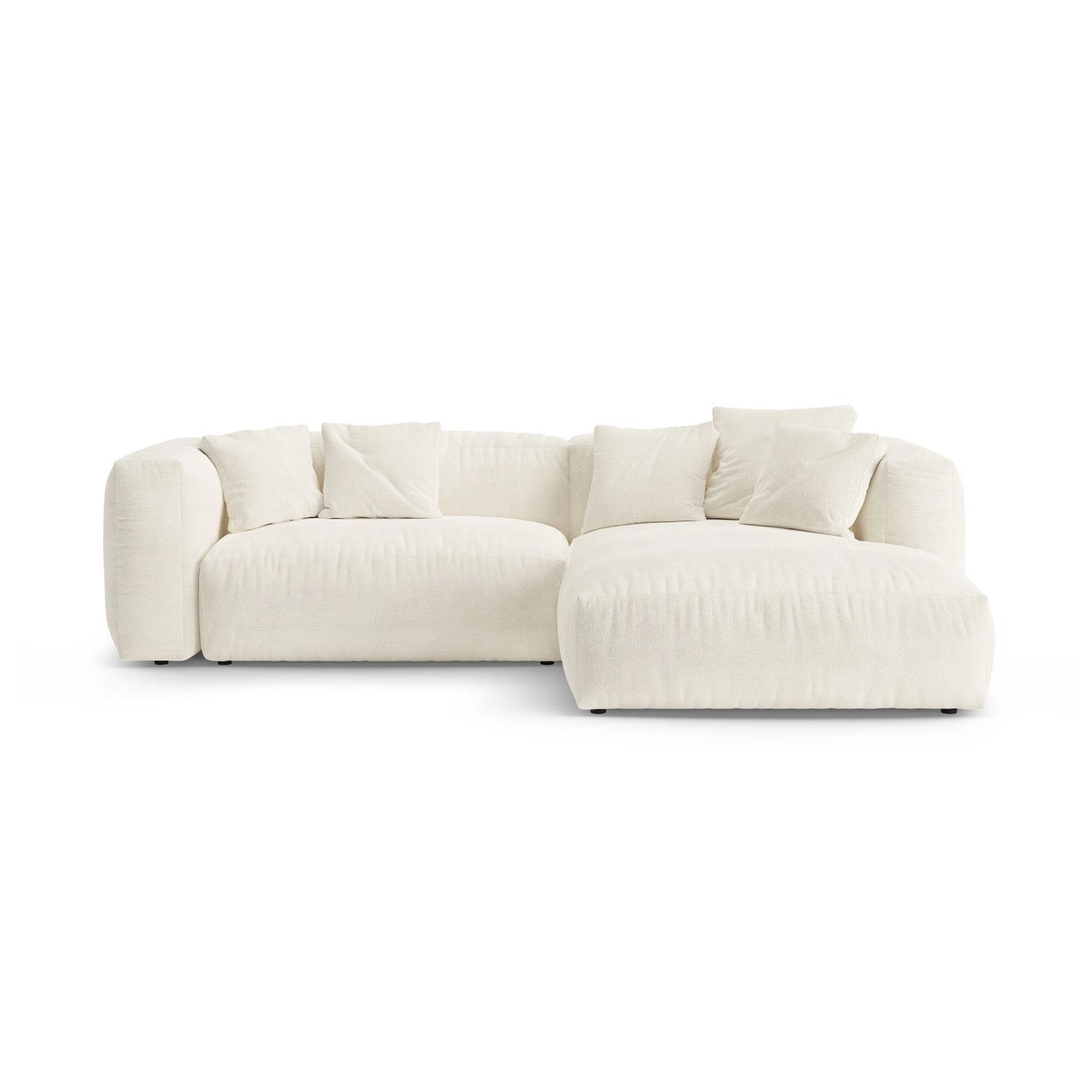 Martina 4-Sitzer Ecksofa mit Schlaffunktion, Rechte Seite, aus Boucle in Elfenbein (Monet Nata), 280x170 cm von Micadoni – Bild 1