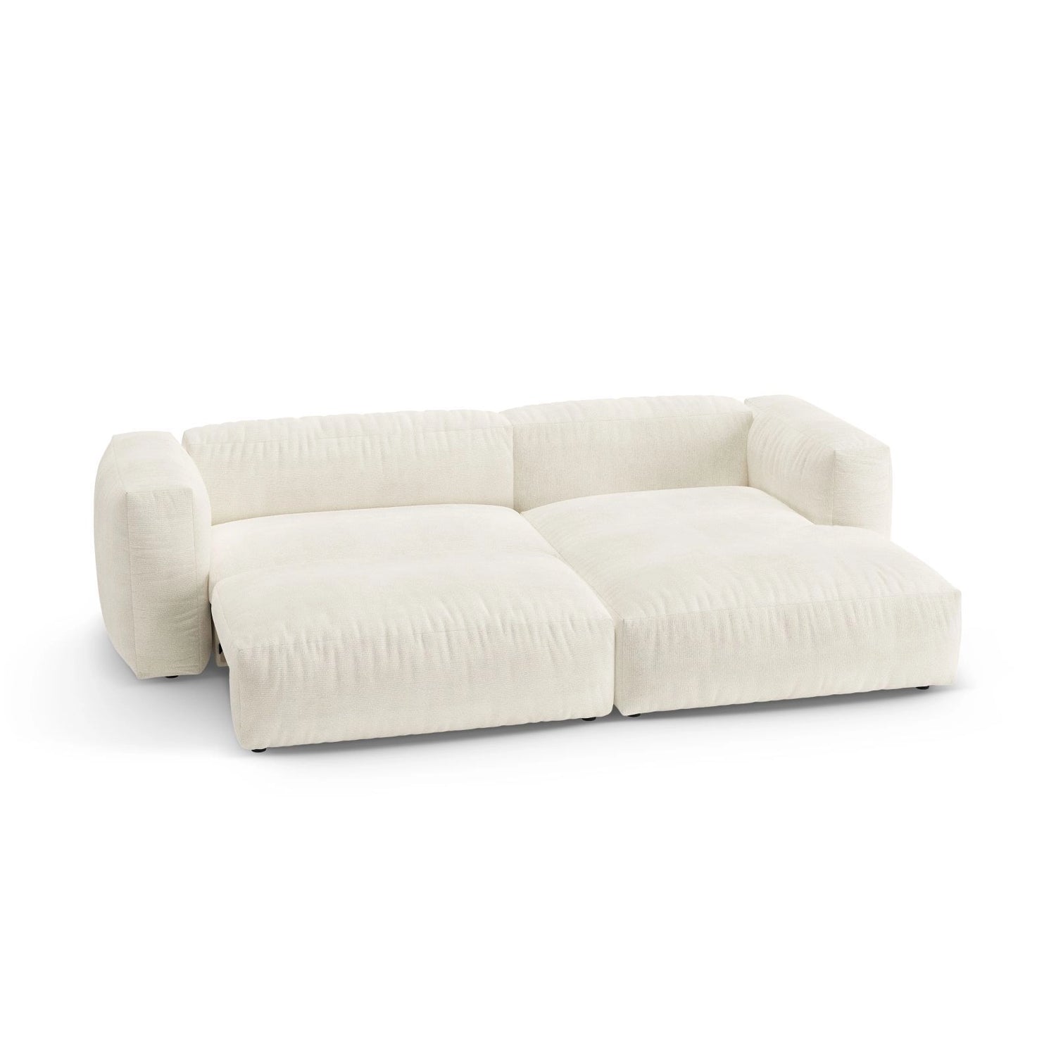 Martina 4-Sitzer Ecksofa mit Schlaffunktion, Rechte Seite, aus Boucle in Elfenbein (Monet Nata), 280x170 cm von Micadoni – Bild 7