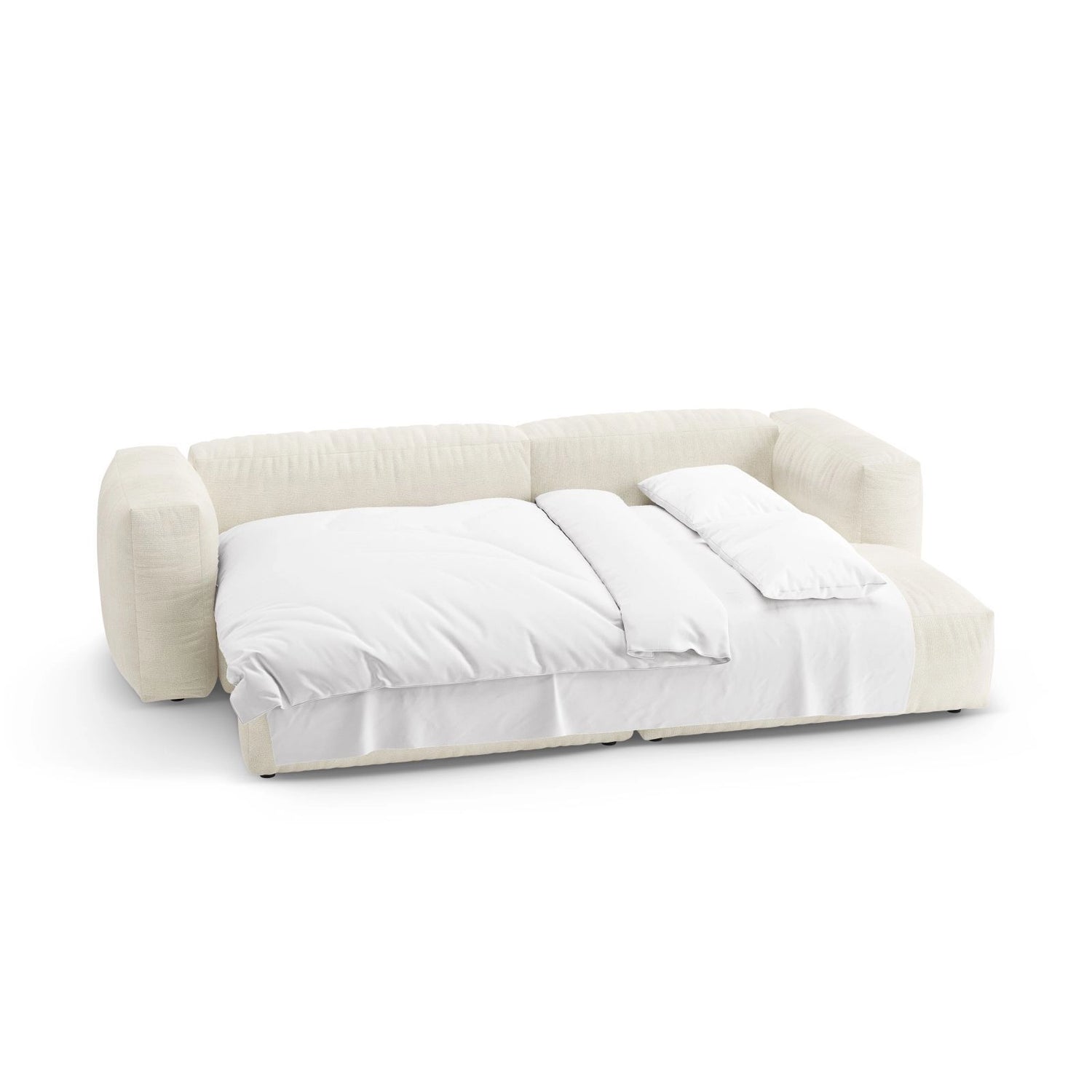 Martina 4-Sitzer Ecksofa mit Schlaffunktion, Rechte Seite, aus Boucle in Elfenbein (Monet Nata), 280x170 cm von Micadoni – Bild 8