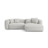 Martina 4-Sitzer Ecksofa mit Schlaffunktion, Rechte Seite, aus Boucle in Grey Beige Melange (Monet Pearl), 280x170 cm von Micadoni – Bild 1