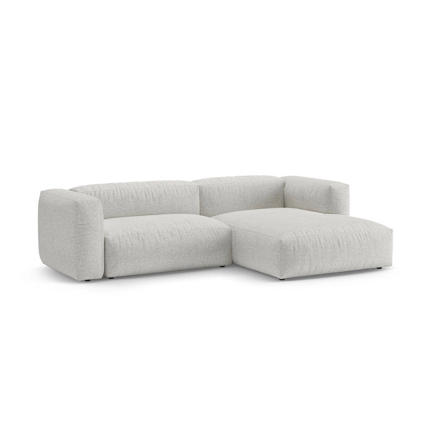Martina 4-Sitzer Ecksofa mit Schlaffunktion, Rechte Seite, aus Boucle in Grey Beige Melange (Monet Pearl), 280x170 cm von Micadoni – Bild 6
