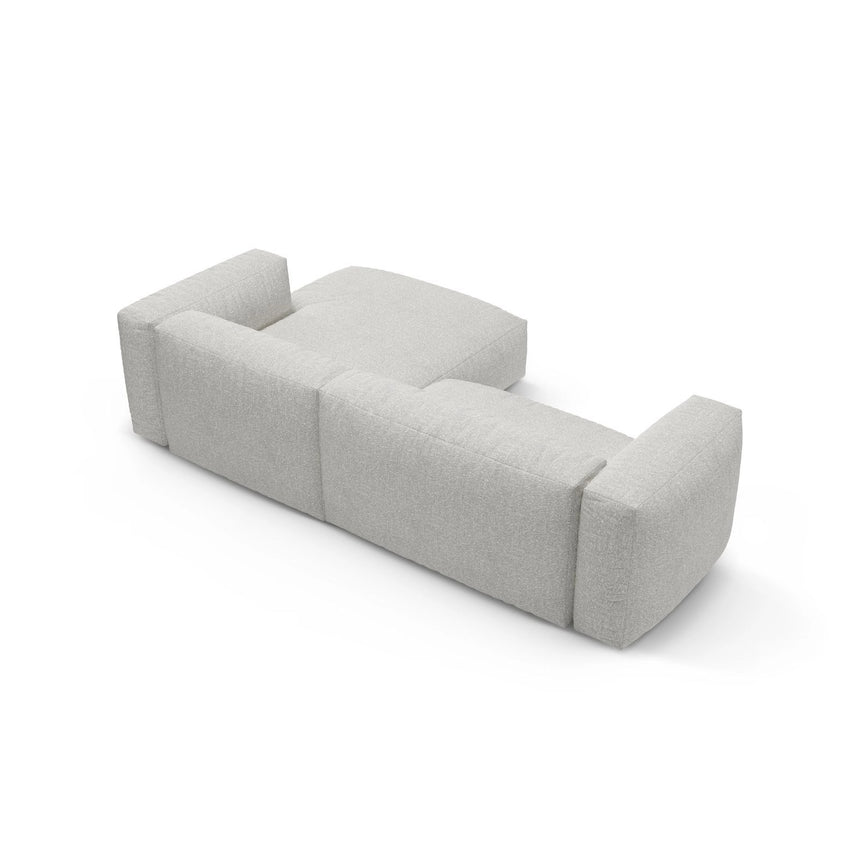 Martina 4-Sitzer Ecksofa mit Schlaffunktion, Rechte Seite, aus Boucle in Grey Beige Melange (Monet Pearl), 280x170 cm von Micadoni – Bild 9