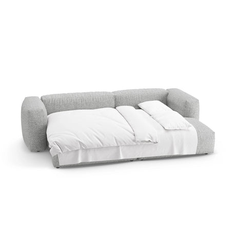 Martina 4-Sitzer Ecksofa mit Schlaffunktion, Rechte Seite, aus Boucle in Silber (Monet Silver), 280x170 cm von Micadoni – Bild 8