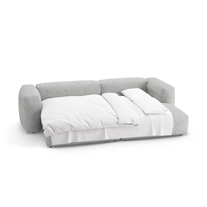 Martina 4-Sitzer Ecksofa mit Schlaffunktion, Rechte Seite, aus Boucle in Silber (Monet Silver), 280x170 cm von Micadoni – Bild 8