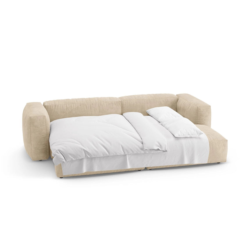 Martina 4-Sitzer Ecksofa mit Schlaffunktion, Rechte Seite, aus Samt, Boucle oder Strukturstoff, 280x170 cm von Micadoni – Bild 8