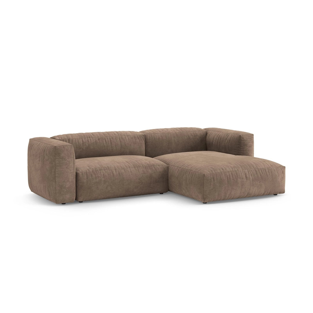 Martina 4-Sitzer Ecksofa mit Schlaffunktion, Rechte Seite, aus Samt in Dunkelbeige (Vogue 3), 280x170 cm von Micadoni – Bild 6