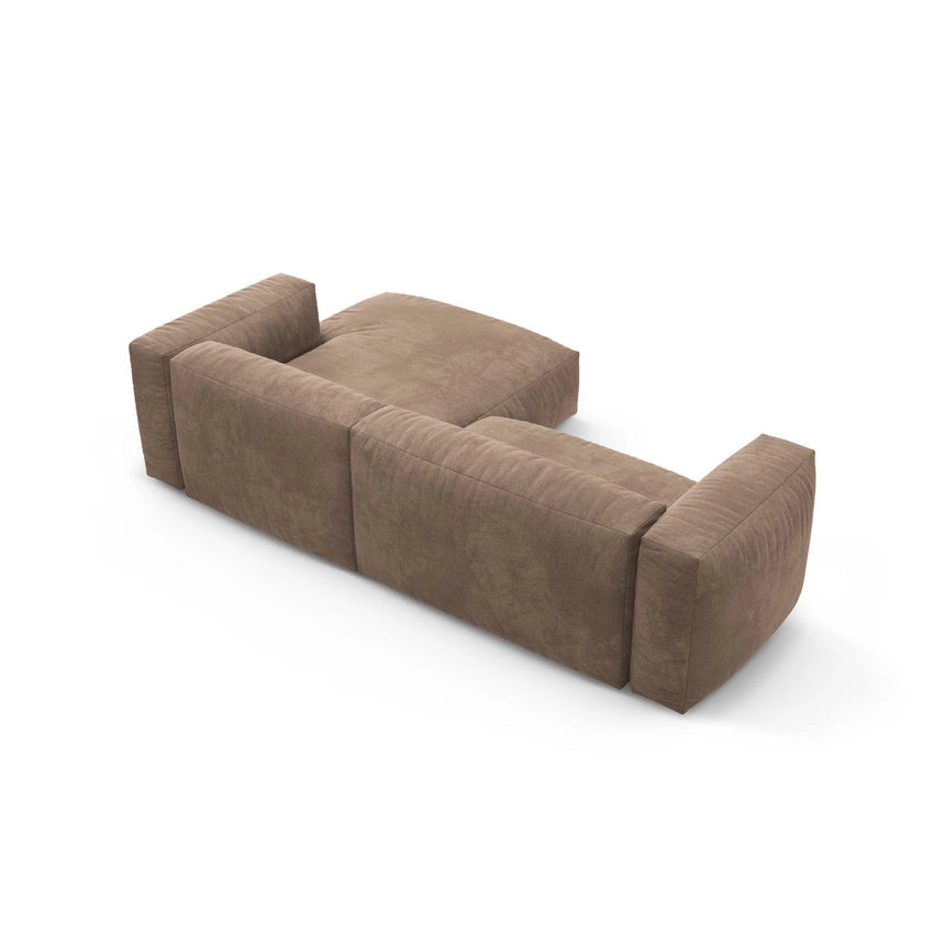 Martina 4-Sitzer Ecksofa mit Schlaffunktion, Rechte Seite, aus Samt in Dunkelbeige (Vogue 3), 280x170 cm von Micadoni – Bild 9