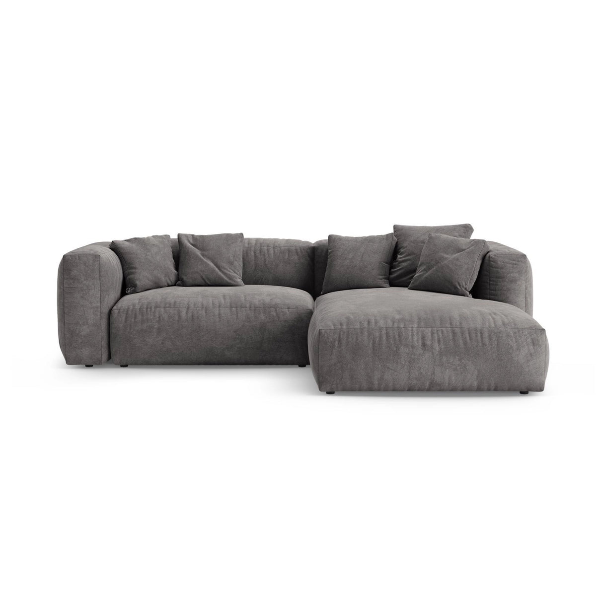 Martina 4-Sitzer Ecksofa mit Schlaffunktion, Rechte Seite, aus Samt in Grau (Vogue 15), 280x170 cm von Micadoni – Bild 1