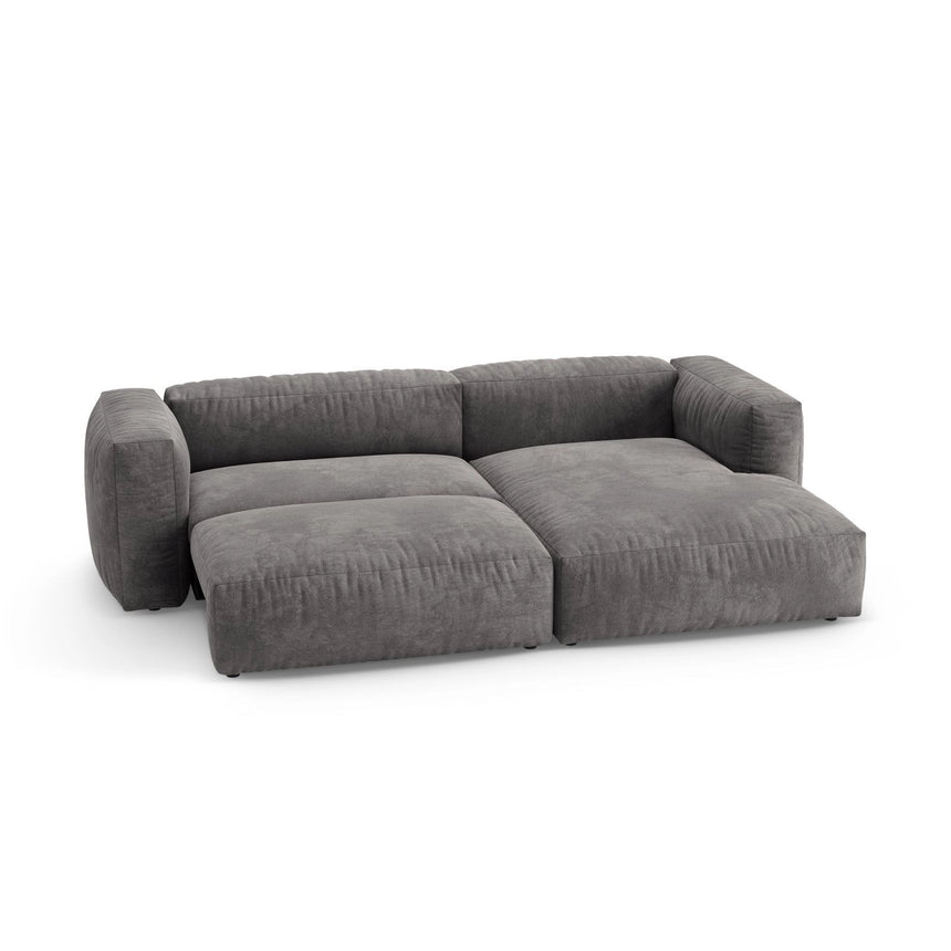 Martina 4-Sitzer Ecksofa mit Schlaffunktion, Rechte Seite, aus Samt in Grau (Vogue 15), 280x170 cm von Micadoni – Bild 7