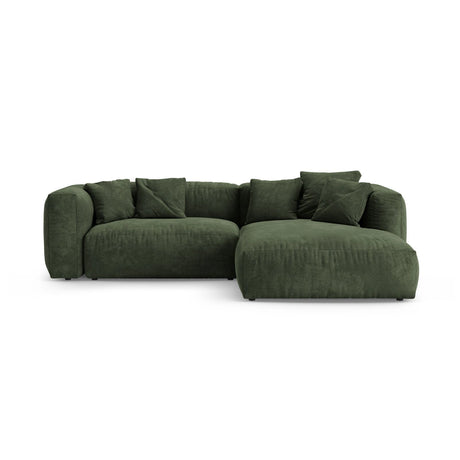 Martina 4-Sitzer Ecksofa mit Schlaffunktion, Rechte Seite, aus Samt in Grün (Vogue 11), 280x170 cm von Micadoni – Bild 1