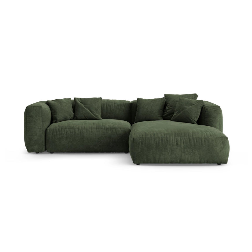 Martina 4-Sitzer Ecksofa mit Schlaffunktion, Rechte Seite, aus Samt in Grün (Vogue 11), 280x170 cm von Micadoni – Bild 1