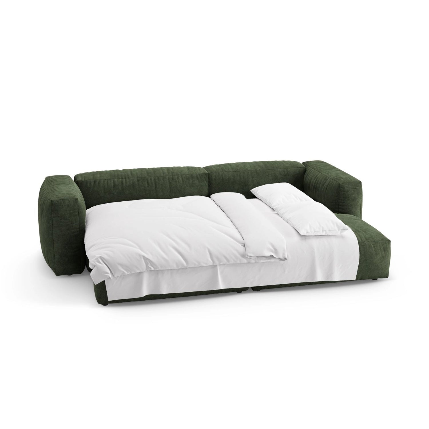 Martina 4-Sitzer Ecksofa mit Schlaffunktion, Rechte Seite, aus Samt in Grün (Vogue 11), 280x170 cm von Micadoni – Bild 8