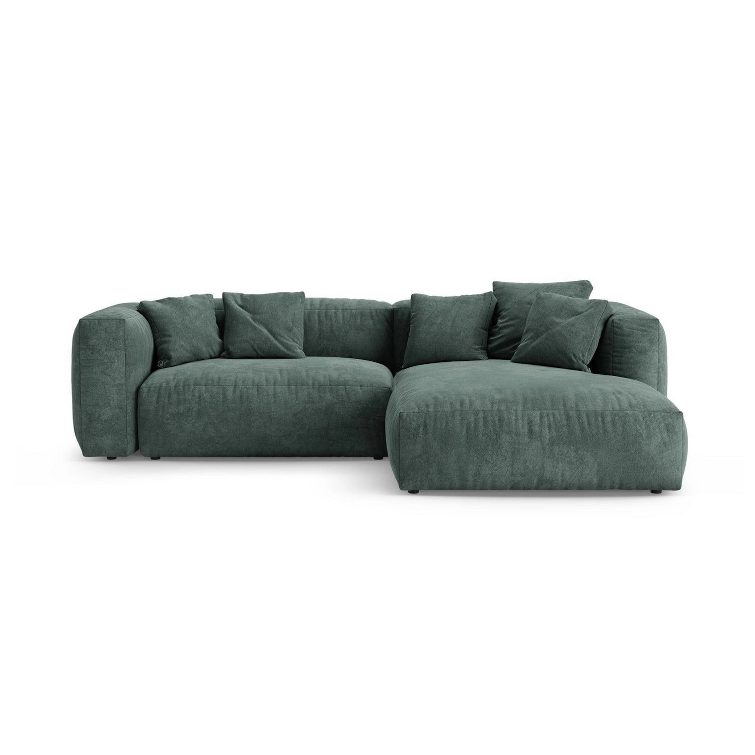 Martina 4-Sitzer Ecksofa mit Schlaffunktion, Rechte Seite, aus Samt in Petrol (Vogue 12), 280x170 cm von Micadoni – Bild 1