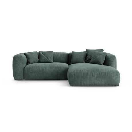 Martina 4-Sitzer Ecksofa mit Schlaffunktion, Rechte Seite, aus Samt in Petrol (Vogue 12), 280x170 cm von Micadoni – Bild 1