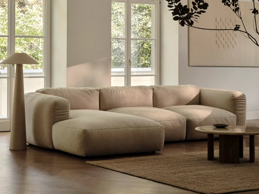 Martina 4-Sitzer Ecksofa mit Schlaffunktion, Rechte Seite, aus Samt in Petrol (Vogue 12), 280x170 cm von Micadoni – Bild 5
