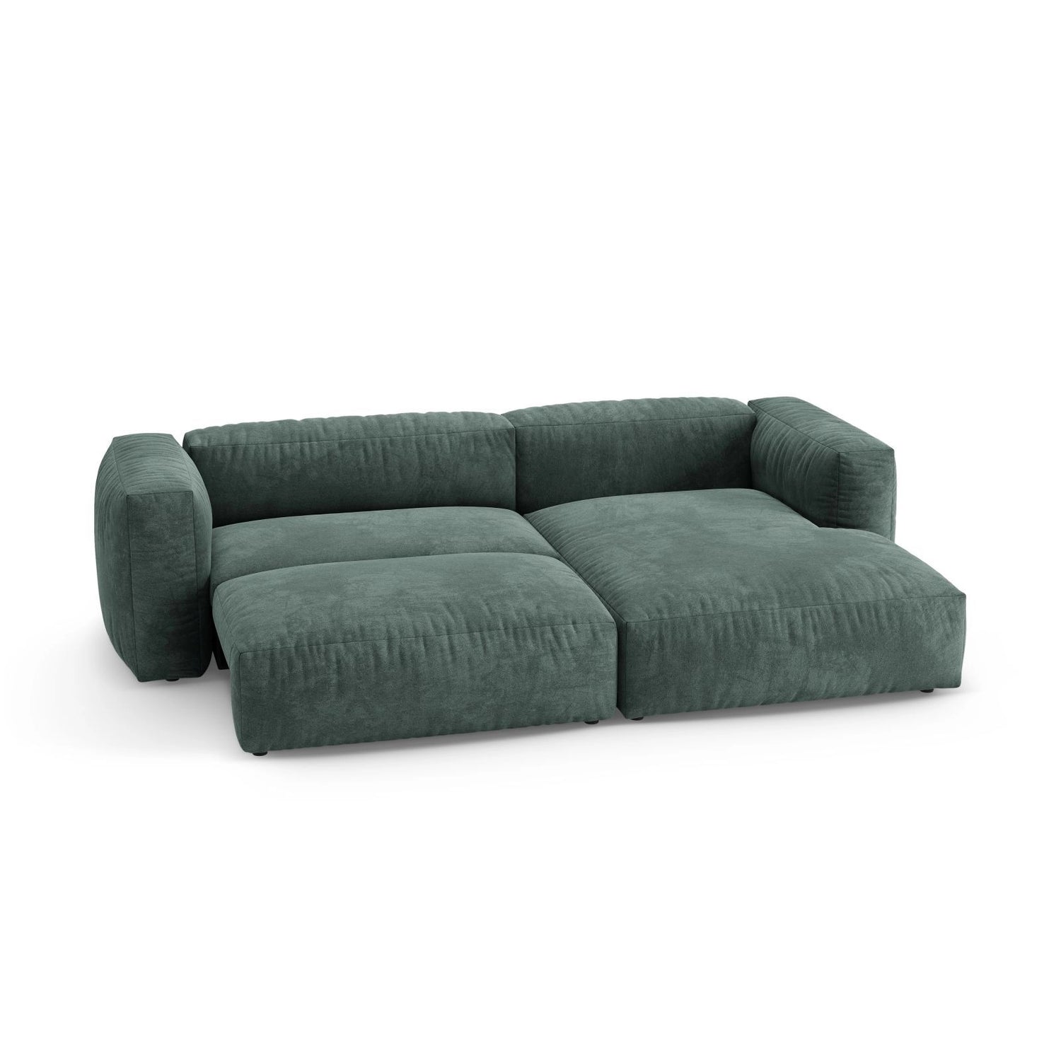 Martina 4-Sitzer Ecksofa mit Schlaffunktion, Rechte Seite, aus Samt in Petrol (Vogue 12), 280x170 cm von Micadoni – Bild 7
